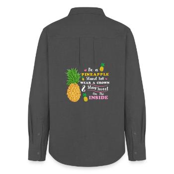 be a pineapple stand tall wear a crown stay sweet  - Women's Oxford Shirt - anthracite - Back - AI Model Female 172 light (172cm)