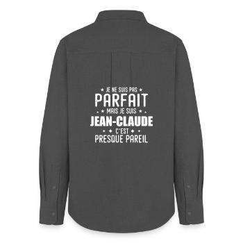 Jean-Claude: authentic, imperfect, top, proud - Women's Oxford Shirt - anthracite - Back - AI Model Female 172 light (172cm)