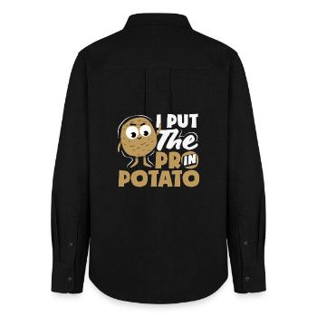 Taters Over Haters Potato - Women's Oxford Shirt - black - Back - AI Model Female 172 light (172cm)