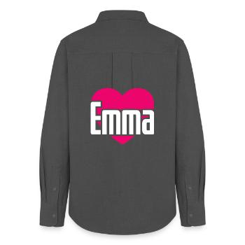 J’aime Emma Coeur rose J’aime Emma - Chemise Oxford Femme - charbon - Dos - AI Model Female 172 light (172cm)