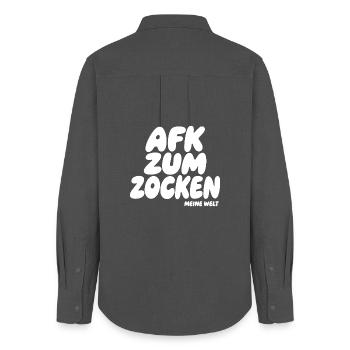 AFK Zum Zocken – Meine Welt - Women's Oxford Shirt - anthracite - Back - AI Model Female 172 light (172cm)