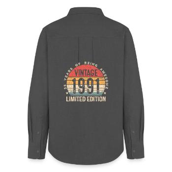 Vintage 1991 Limited Edition 35-Year-Old 35th BDay - Women's Oxford Shirt - anthracite - Back - AI Model Female 172 light (172cm)