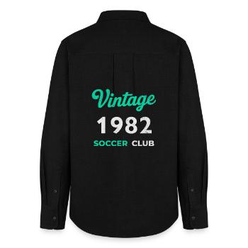 Vintage 1982 – Soccer Club Retro Birth Year - Women's Oxford Shirt - black - Back - AI Model Female 172 light (172cm)