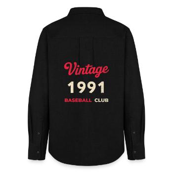 Vintage 1991 – Baseball Club Retro Geburtsjahr - Frauen Oxford Hemd - Schwarz - Hinten - AI Model Female 172 light (172cm)