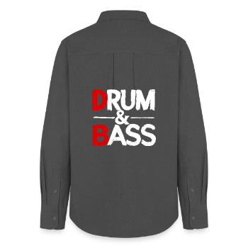 Drum & Bass / Rum & Ass Distressed - Frauen Oxford Hemd - Anthrazit - Hinten - AI Model Female 172 light (172cm)