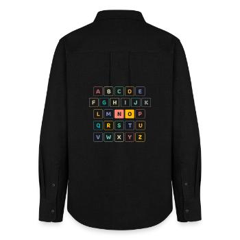 ABC Button NO - Kindergarten Preschool School - Women's Oxford Shirt - black - Back - AI Model Female 172 light (172cm)