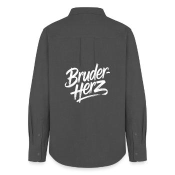 Brother Heart Brothers Big Bro Saying Little Brother - Women's Oxford Shirt - anthracite - Back - AI Model Female 172 light (172cm)