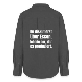 Food Discourse Typography - Women's Oxford Shirt - anthracite - Back - AI Model Female 172 light (172cm)