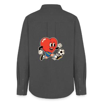 Herz Kicker Fußballherz - Frauen Oxford Hemd - Anthrazit - Hinten - AI Model Female 172 light (172cm)