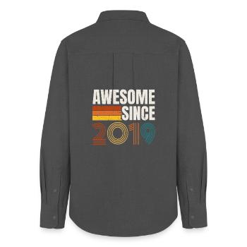 Awesome Since 2019 Retro Vintage Birthday - Women's Oxford Shirt - anthracite - Back - AI Model Female 172 light (172cm)