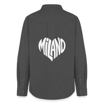 Milan Milano Heart Typography - Women's Oxford Shirt - anthracite - Back - AI Model Female 172 light (172cm)