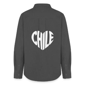 Chile Heart Typography Design - Women's Oxford Shirt - anthracite - Back - AI Model Female 172 light (172cm)