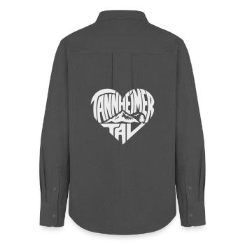 Tannheimer Tal Heart Mountain Landscape - Women's Oxford Shirt - anthracite - Back - AI Model Female 172 light (172cm)