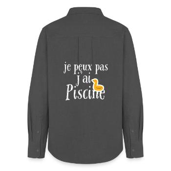 je peux pas j'ai piscine - Chemise Oxford Femme - charbon - Dos - AI Model Female 172 light (172cm)