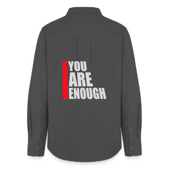 You Are Enough Self Love Motivational Quote - Women's Oxford Shirt - anthracite - Back - AI Model Female 172 light (172cm)