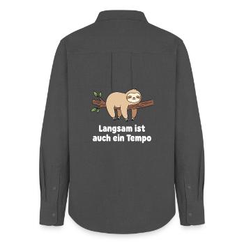 Slow Sloth Tempo Design - Women's Oxford Shirt - anthracite - Back - AI Model Female 172 light (172cm)
