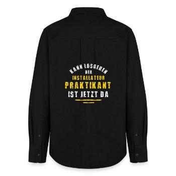 Plumber Intern Installer Internship - Women's Oxford Shirt - black - Back - AI Model Female 172 light (172cm)