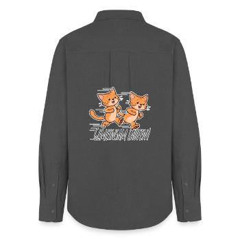 Run together! Cute Cats Running Team! - Women's Oxford Shirt - anthracite - Back - AI Model Female 172 light (172cm)