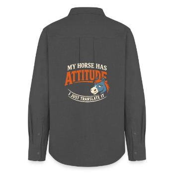 Horse Mood Humor Experienced Horse Owner - Women's Oxford Shirt - anthracite - Back - AI Model Female 172 light (172cm)