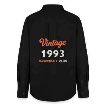 Millésime 1993 – Année de naissance rétro du Basketball Club - Chemise Oxford Femme - noir - Dos - AI Model Female 172 light (172cm)