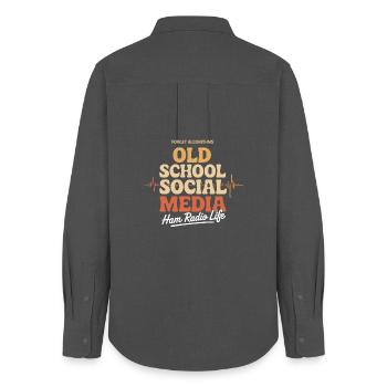 Old School Social Media Ham Radio - Women's Oxford Shirt - anthracite - Back - AI Model Female 172 light (172cm)