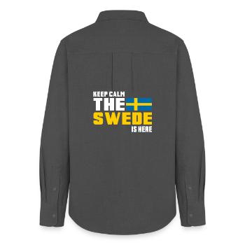 Keep Calm The Swede is Here/ Schweden Geschenk - Frauen Oxford Hemd - Anthrazit - Hinten - AI Model Female 172 light (172cm)