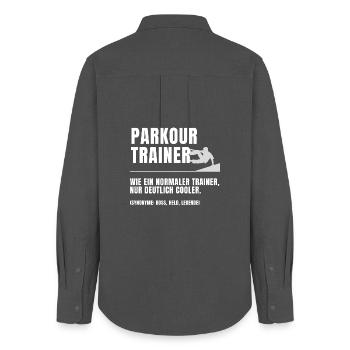 Parkour Trainer Definition - Frauen Oxford Hemd - Anthrazit - Hinten - AI Model Female 172 light (172cm)
