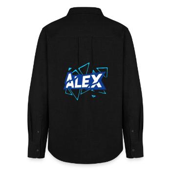 Alex - Frauen Oxford Hemd - Schwarz - Hinten - AI Model Female 172 light (172cm)