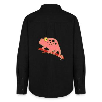 Animal caméléon - Chemise Oxford Femme - noir - Dos - AI Model Female 172 light (172cm)