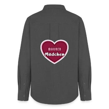 maçon fille enfant maçon fille stagiaire collègue - Chemise Oxford Femme - charbon - Dos - AI Model Female 172 light (172cm)