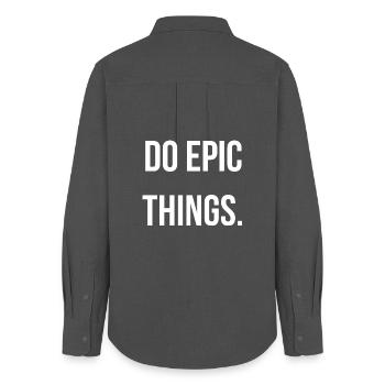 DO EPIC THINGS. | Greyline Official - Frauen Oxford Hemd - Anthrazit - Hinten - AI Model Female 172 light (172cm)