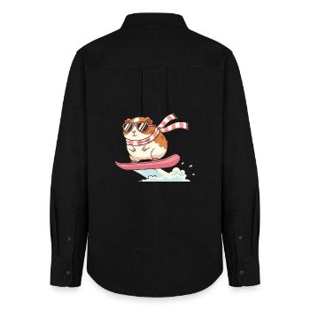 Cooles Surf Meerschweinchen Mit Sonnenbrille - Frauen Oxford Hemd - Schwarz - Hinten - AI Model Female 172 light (172cm)