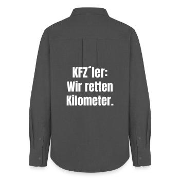 KFZler: Wir retten Kilometer - Frauen Oxford Hemd - Anthrazit - Hinten - AI Model Female 172 light (172cm)