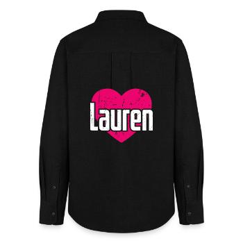J’aime Lauren Coeur rose J’aime Lauren - Chemise Oxford Femme - noir - Dos - AI Model Female 172 light (172cm)