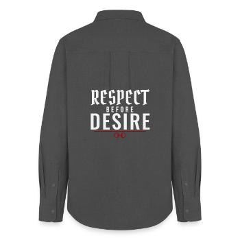 Le respect avant le désir – Pouvoir échange de valeurs - Chemise Oxford Femme - charbon - Dos - AI Model Female 172 light (172cm)