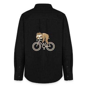 Fahrrad Faultier Rennrad Gravel Comic Cartoon Logo - Frauen Oxford Hemd - Schwarz - Hinten - AI Model Female 172 light (172cm)