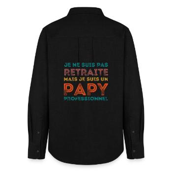 I'M A RETRO PROFESSIONAL GRANDPA - Women's Oxford Shirt - black - Back - AI Model Female 172 light (172cm)