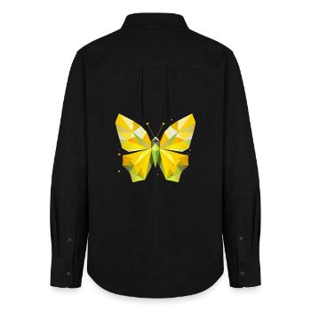 papillon citron jaune vif dans un style moderne - Chemise Oxford Femme - noir - Dos - AI Model Female 172 light (172cm)