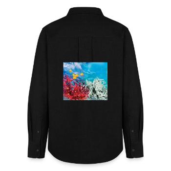 Vibrant coral reef marine life - Women's Oxford Shirt - black - Back - AI Model Female 172 light (172cm)