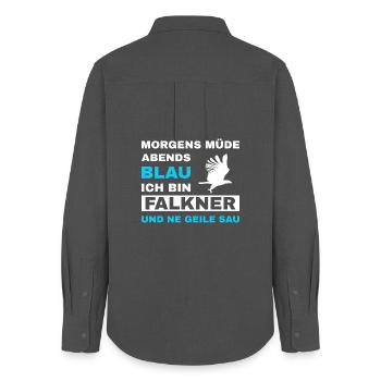 Falknerei Falkner Falknerin Beizjagd Greifvogel - Frauen Oxford Hemd - Anthrazit - Hinten - AI Model Female 172 light (172cm)