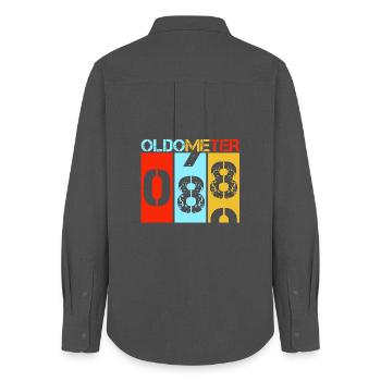 Oldometer 88 Funny 88th Birthday Retro - Women's Oxford Shirt - anthracite - Back - AI Model Female 172 light (172cm)