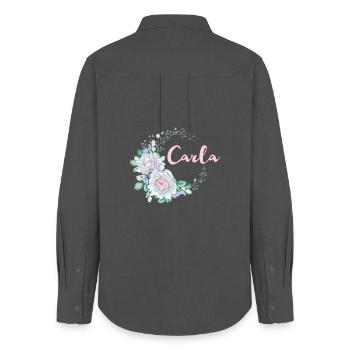 Für Carla - Frauen Oxford Hemd - Anthrazit - Hinten - AI Model Female 172 light (172cm)