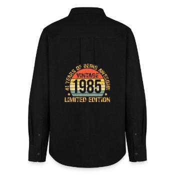 41st Birthday 41 Years Old Man Woman Vintage 1985 - Women's Oxford Shirt - black - Back - AI Model Female 172 light (172cm)