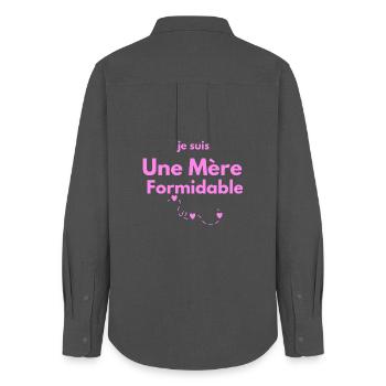 Beeindruckende Mutter - Frauen Oxford Hemd - Anthrazit - Hinten - AI Model Female 172 light (172cm)