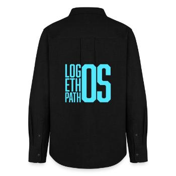 Logos Ethos Pathos Rhétorique Étudiant en Philosophie - Chemise Oxford Femme - noir - Dos - AI Model Female 172 light (172cm)