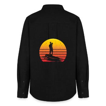 SUP Retro Stand Up Paddling Vintage Sunset - Frauen Oxford Hemd - Schwarz - Hinten - AI Model Female 172 light (172cm)