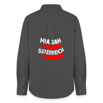 Mia san wir sind Österreich - Frauen Oxford Hemd - Anthrazit - Hinten - AI Model Female 172 light (172cm)