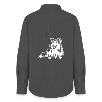 Sheltie "Black Edition" - Frauen Oxford Hemd - Anthrazit - Hinten - AI Model Female 172 light (172cm)