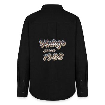 Vintage 1988 Retro Text Design - Women's Oxford Shirt - black - Back - AI Model Female 172 light (172cm)