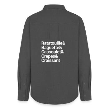 Kulinarische Wortkunst Typografie Design - Frauen Oxford Hemd - Anthrazit - Hinten - AI Model Female 172 light (172cm)